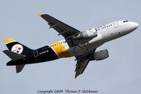 N733UW @ KPHL - US Airways Logojet displaying Pittsburgh Steelers livery climbing out from 9L at PHL - by Tom McManus