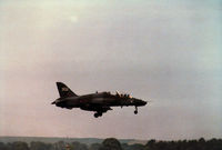 XX302 @ EGQS - Hawk T.1A of 264 Squadron at RAF Brawdy on final approach to RAF Lossiemouth in the Summer of 1984. - by Peter Nicholson
