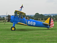 G-CCXA @ EGKH - Stearman taxiing out at Headcorn UK - by Jeff Sexton