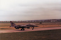 XX830 @ EGQS - Jaguar T.2 of 226 Operational Conversion Unit taxying to the active runwayat RAF Lossiemouth in September 1983. - by Peter Nicholson