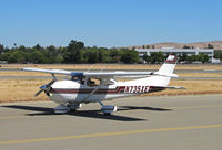 N735XE @ KCCR - Locally-based 1977 Cessna 182Q passing public viewing area on way to RWY1R - by Steve Nation