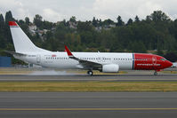 LN-NOX @ KBFI - Norwegian Air Shuttle smokes the tires after a pre-delivery test flight.  Model: 737-8JP.
Serial number: 37818  Line number: 3384 - by Joe Walker