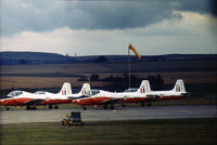 XW304 @ EGQL - Jet Provost T.5 of the Blades aerobatic team of 1 Flying Training School lined up with other team members for take-off at the 1972 RAF Leuchars Airshow. - by Peter Nicholson