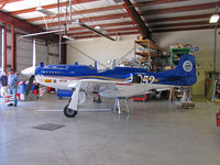 N352BT @ KRTS - Race #352 American Air Racing Ltd THUNDER MUSTANG Blue Thunder II for Sport Class race @ 2009 Reno Air Races - on jacks in hangar - by Steve Nation