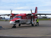 D-ILKA @ EGNS - Manx2 Dornier on the apron at Ronaldsway Airport - by Chris Hall