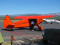 N1336M @ KTRK - Bright orange 1943 Howard Aircraft DGA-15P as NC1336M visiting Tahoe-Truckee Regional, CA - by Steve Nation