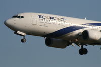 4X-EKO @ EBBR - Arriving of flight LY331 to RWY 25L - by Daniel Vanderauwera