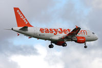 G-EZFG @ EGNT - Airbus A319-111 on short finals to 07 at Newcastle Airport in August 2010. - by Malcolm Clarke