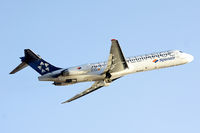 EC-KJE @ LEPA - Star Alliance (Spainair) McDonnell Douglas MD-87take-off in PMI/LEPA - by Janos Palvoelgyi