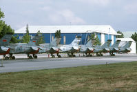 23647 @ LYPG - Since the split of Serbia and Montenegro the Montenegrin AF came into being. On the flightline are some of the Super Galbes. The left two have the new Montenegrin markings. - by Joop de Groot