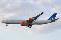 OY-KBC @ EGLL - Scandinavian Airlines A340-300