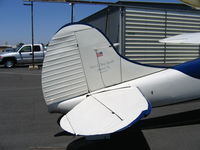 N4357V @ KMCE - Close-up of tail Steve & Kay Spinelli Merced, CA on 1948 Cessna 195 at 2005 Merced West Coast Antique Fly-in - by Steve Nation