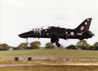 XX325 @ EGQS - Hawk T.1A, callsign Polecat 1, of RAF Leeming's 100 Squadron landing on Runway 05 at RAF Lossiemouth during the 1998 Joint Maritime Course. - by Peter Nicholson