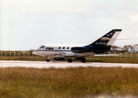 G-FRAR @ EGQS - Falcon 20, callsign Broadway 99, of FRA preparing for take-off on Runway 05 at RAF Lossiemouth during the 1998 Joint Maritime Course. - by Peter Nicholson