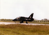 XX200 @ EGQS - Hawk T.1A, callsign Polecat 2, of 100 Squadron at RAF Leeming lined up on Runway 05 at RAF Lossiemouth during the 1998 Joint Maritime Course. - by Peter Nicholson