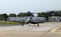 N942TW @ KHWD - Head-on shot of 2005 Pilatus PC-12/45 arriving @ Hayward, CA - by Steve Nation