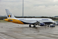 G-OZBB @ EGGW - Monarch Airlines' 1994 Airbus A320-212, c/n: 389 at Luton - by Terry Fletcher