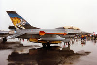 J-068 @ EGVA - F-16B Falcon, callsign Mission 1761, of 313 Squadron Royal Netherlands Air Force on display at the 1993 Intnl Air Tattoo at RAF Fairford. - by Peter Nicholson