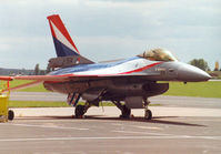 J-364 @ MHZ - F-16A Falcon, callsign Orange, of 322 Squadron Royal Netherlands Air Force on the flight-line at the 1997 RAF Mildenhall Air Fete. - by Peter Nicholson