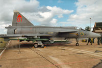 37439 @ MHZ - JA 37 Viggen of F4 Wing of the Swedish Air Force based at Östersund on display at the 1997 RAF Mildenhall Air Fete. - by Peter Nicholson