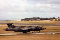 XV333 @ EGQS - Buccaneer S.2B of 208 Squadron preparing to join Runway 23 at RAF Lossiemouth in September 1990. - by Peter Nicholson