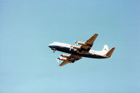 G-CSZB @ EGQK - Viscount 807 of British Air Ferries overflying RAF Kinloss en route to Inverness Dalcross Airport in September 1990. - by Peter Nicholson