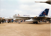 161960 @ MHZ - F/A-18A Hornet of Marine Fighter Attack Squadron VMFA-321 on display at the 1998 RAF Mildenhall Air Fete. - by Peter Nicholson