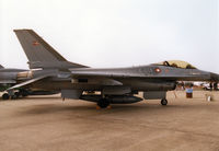 E-018 @ MHZ - F-16A Falcon of Eskradille 726 of the Royal Danish Air Force based at Aalborg on display at the 1998 RFAF Mildenhall Air Fete. - by Peter Nicholson