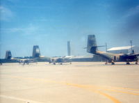 UNKNOWN @ KPOB - C-7 Caribous on Green Ramp, to be used by Special Forces or 82nd Airborne Division.  Taken with a Kodak X-15 while walking out to a C-130 to act as safety NCO for a jump. - by Glenn E. Chatfield