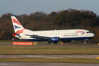 G-DOCV @ EGCC - British Airways B737 touching down on RW05L - by Chris Hall