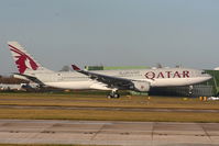 A7-ACH @ EGCC - Qatar A330 touching down on RW05L - by Chris Hall