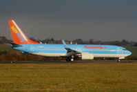 C-FLZR @ EGGW - ex G-FDZR in a Hybrid Sunwing/Thomson scheme taxying to RW26 before departing from Luton for a winter lease in Canada - by Chris Hall
