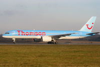G-OOBJ @ EGGW - Thomson B757 departing from RW26 - by Chris Hall