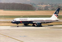 G-BIKU @ GVA - Boeing 757-236 named Inveraray Castle of British Airways taxying to the terminal at Geneva in March 1993. - by Peter Nicholson