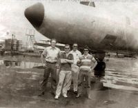 N99654 - Paul Jones, Stan Waters, Lt. Hemphill, Garth Thompson after test flight of N99654 in Miami - by Beverly Sekmann