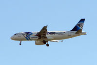 SU-GCC @ HEBL - Airbus A320-232, c/n: 2088 of Egyptair on approach to Abu Simbel - by Terry Fletcher