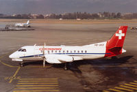 HB-AKD @ GVA - Saab 340B of Crossair parked at Geneva in March 1993. - by Peter Nicholson