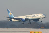 G-FCLD @ EGCC - Thomas Cook B757 returning to MAN after declaring an emergency with an engine bleed problem. - by Chris Hall