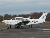 G-BSYY @ EGLK - Aerobility Cherokee Warrior II at the pumps - by BIKE PILOT