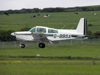 G-BBSA @ EGNS - AA-5 G-BBSA landing at IOM - by Manxman