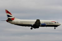 G-DOCU @ EGCC - British Airways B737 on approach for RW05L - by Chris Hall