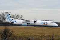 G-JEDO @ EGCC - flybe Dash-8 lining up on RW05L - by Chris Hall