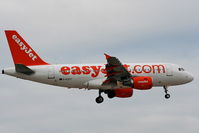 G-EZFC @ EGCC - Easyjet A319 on approach for RW05L - by Chris Hall