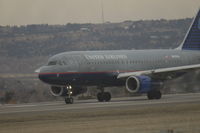 N829UA @ KBIL - United Airlines Airbus A319 departs Billings Logan - by Daniel Ihde