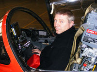 XX294 @ EGXP - Me sat in XX294 Red Arrows Hawk T1 inside the RAFAT hangar at RAF Scampton - by Chris Hall