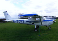 G-BCKV @ EGNF - with damage to the front wheel, engine cowl, prop and wingtip - by Chris Hall