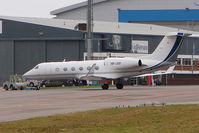 HB-JUS @ EGGW - 2008 Gulfstream Aerospace GIV-X (G450), c/n: 4123 being towed to the Signature hangar - by Terry Fletcher
