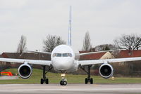 G-BYAH @ EGCC - former Thomson B757 was due to become N903NV with Allegiant Air, but will now be leased to Jet2 and re-registered as G-LSAM - by Chris Hall