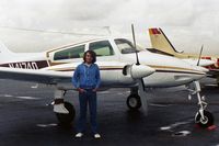 N4174Q @ SNA - The company I worked for (Communications Components Corp, later Collins Aviation) used this 310 to flight test VLF navigation equipment known as the OnTrac and later know as LRN-85. I believe I took this shot around 1981, and that is my friend Jim in  - by Mark Jeffries