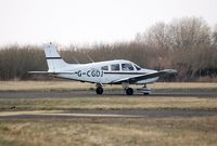 G-CGDJ @ EGFH - Piper Warrior 11 taxying prior to departing Swansea Airport - by Roger Winser